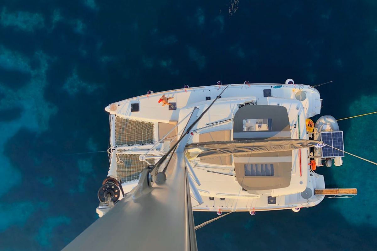 Exterior view of Aristofanis, a Lagoon 450 F catamaran at Municipal Unit of Lefkada, Greece