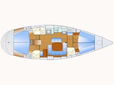 Floor plan of Achilleas II, a Bavaria 47 sailboat at Municipal Unit of Rhodes, Greece