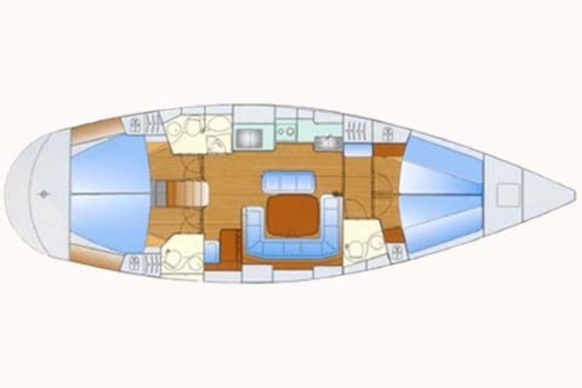 Floor plan of Achilleas II, a Bavaria 47 sailboat at Municipal Unit of Rhodes, Greece