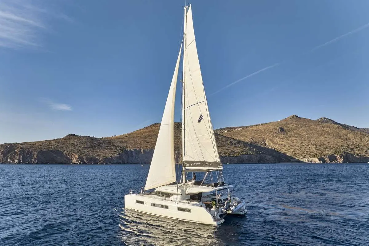 Andare Avanti, a Lagoon Lagoon 50 catamaran at Municipal Unit of Nea Peramos, Greece