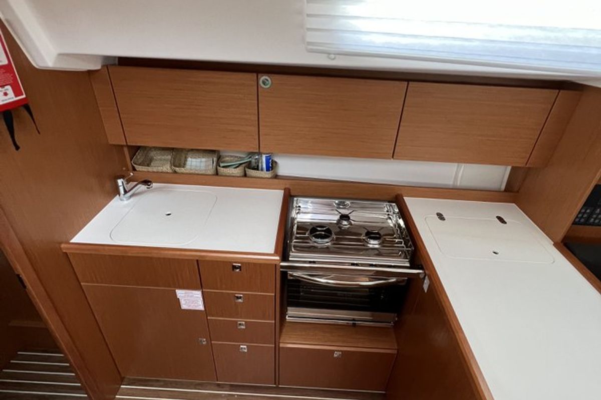 Galley of Nela, a Bavaria C38 sailboat at Pirovac, Croatia