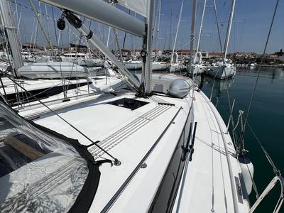 Deck of Nela, a Bavaria C38 sailboat at Pirovac, Croatia