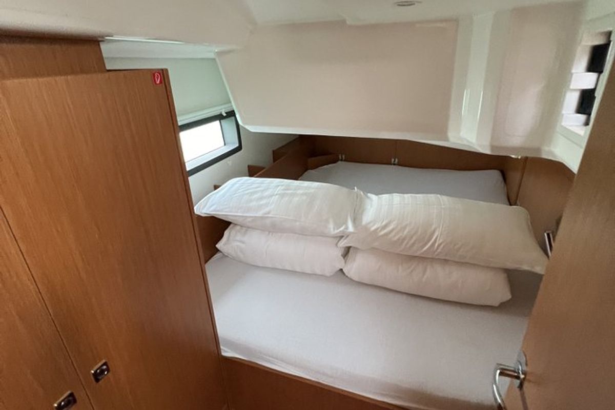 Cabin on Nela, a Bavaria C38 sailboat at Pirovac, Croatia