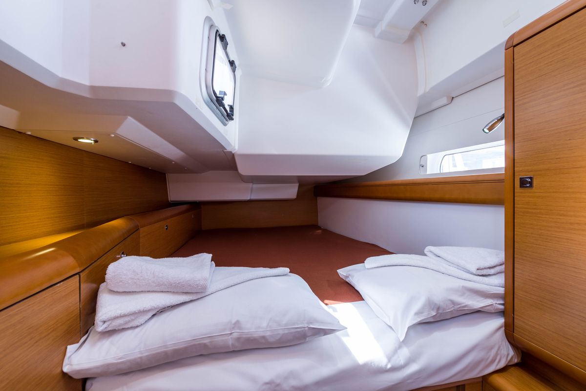 Cabin on Vega, a Jeanneau Sun Odyssey 469 sailboat at Municipal Unit of Nea Peramos, Greece