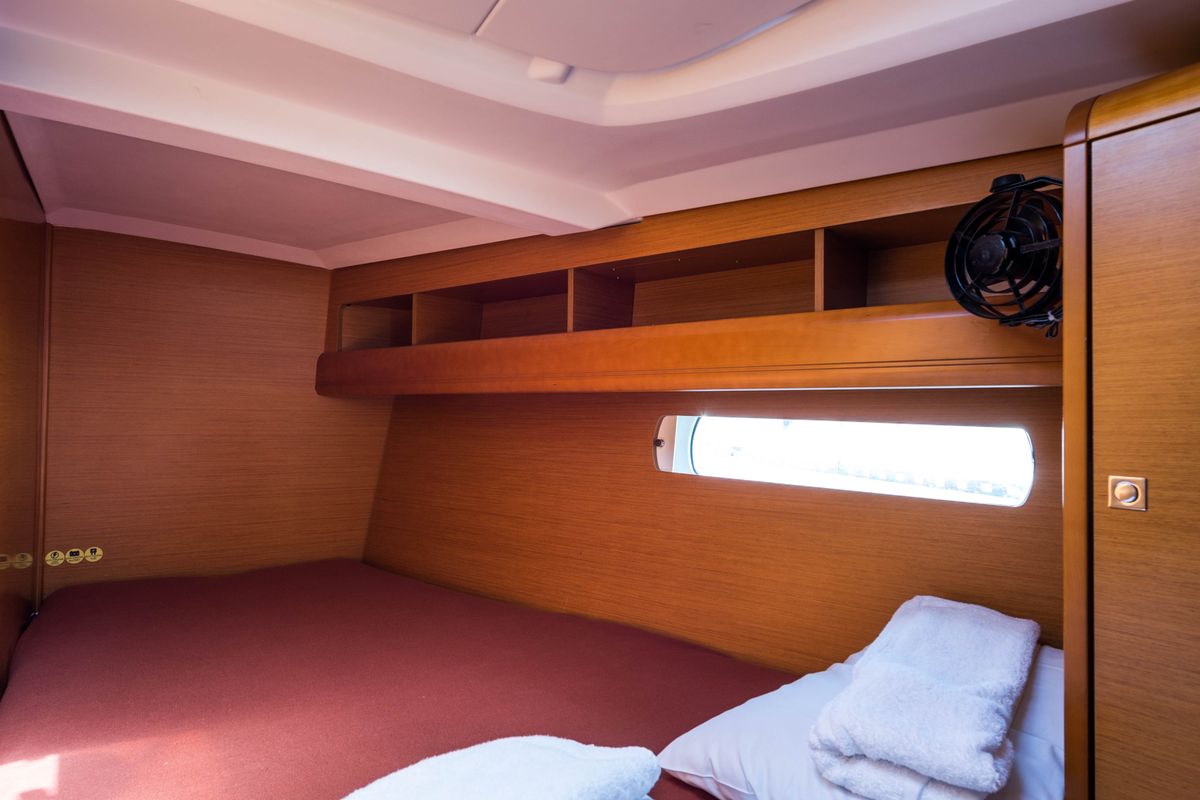 Cabin on Vega, a Jeanneau Sun Odyssey 469 sailboat at Municipal Unit of Nea Peramos, Greece