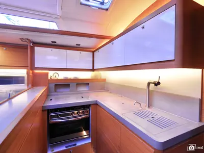 Galley of Thea, a Dufour 530 sailboat at Castellammare di Stabia, Italy