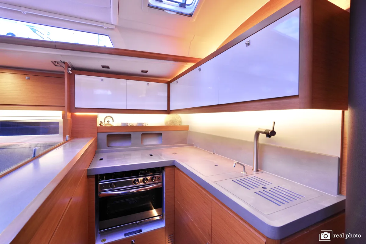 Galley of Thea, a Dufour 530 sailboat at Castellammare di Stabia, Italy