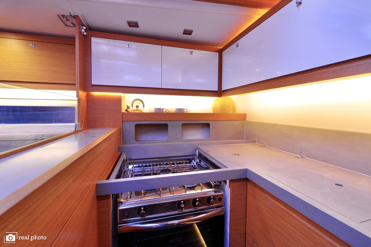 Galley of Thea, a Dufour 530 sailboat at Castellammare di Stabia, Italy