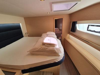 Cabin on Aquarius, a Fountaine Pajot Saona 47 Quintet catamaran at Grad Biograd na Moru, Croatia