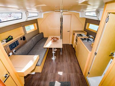 Salon of Lisis, a Beneteau Oceanis 38 sailboat at Sitges, Spain
