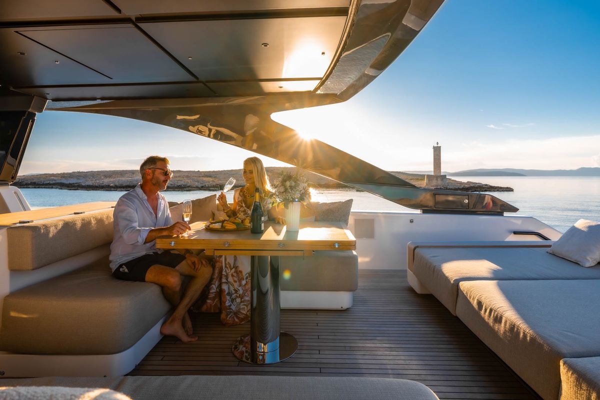 Deck of Kimani, a Bluegame BG74 yacht at Punat, Croatia