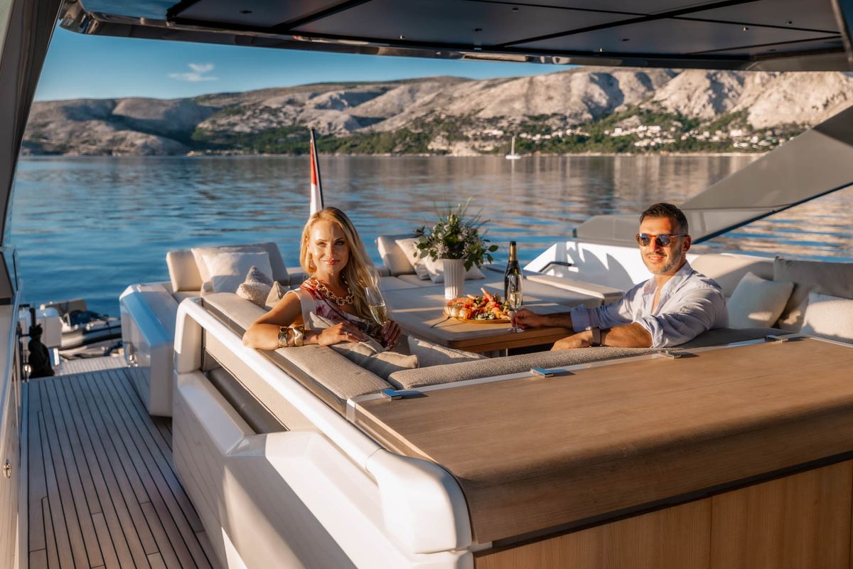 Deck of Kimani, a Bluegame BG74 yacht at Punat, Croatia