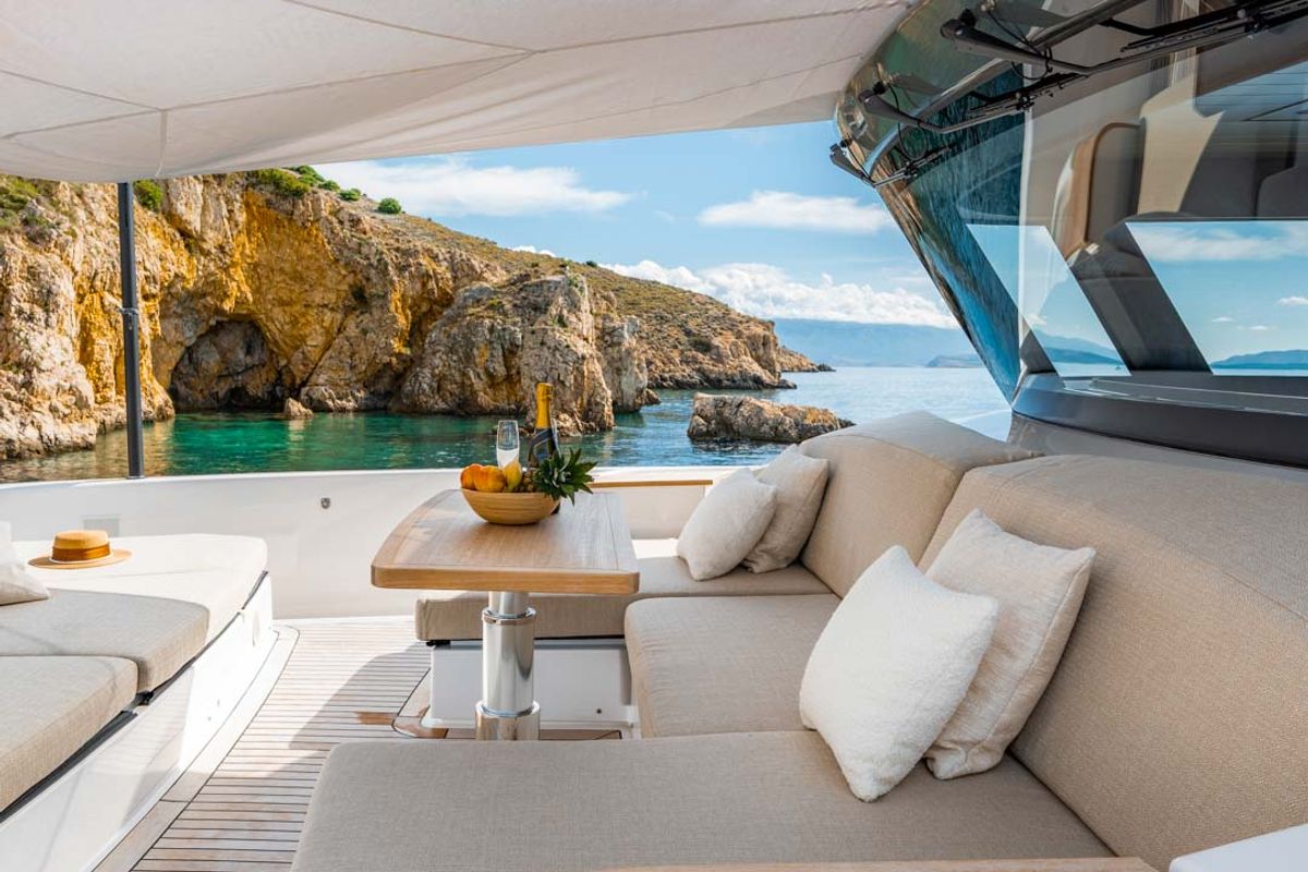 Deck of Kimani, a Bluegame BG74 yacht at Punat, Croatia