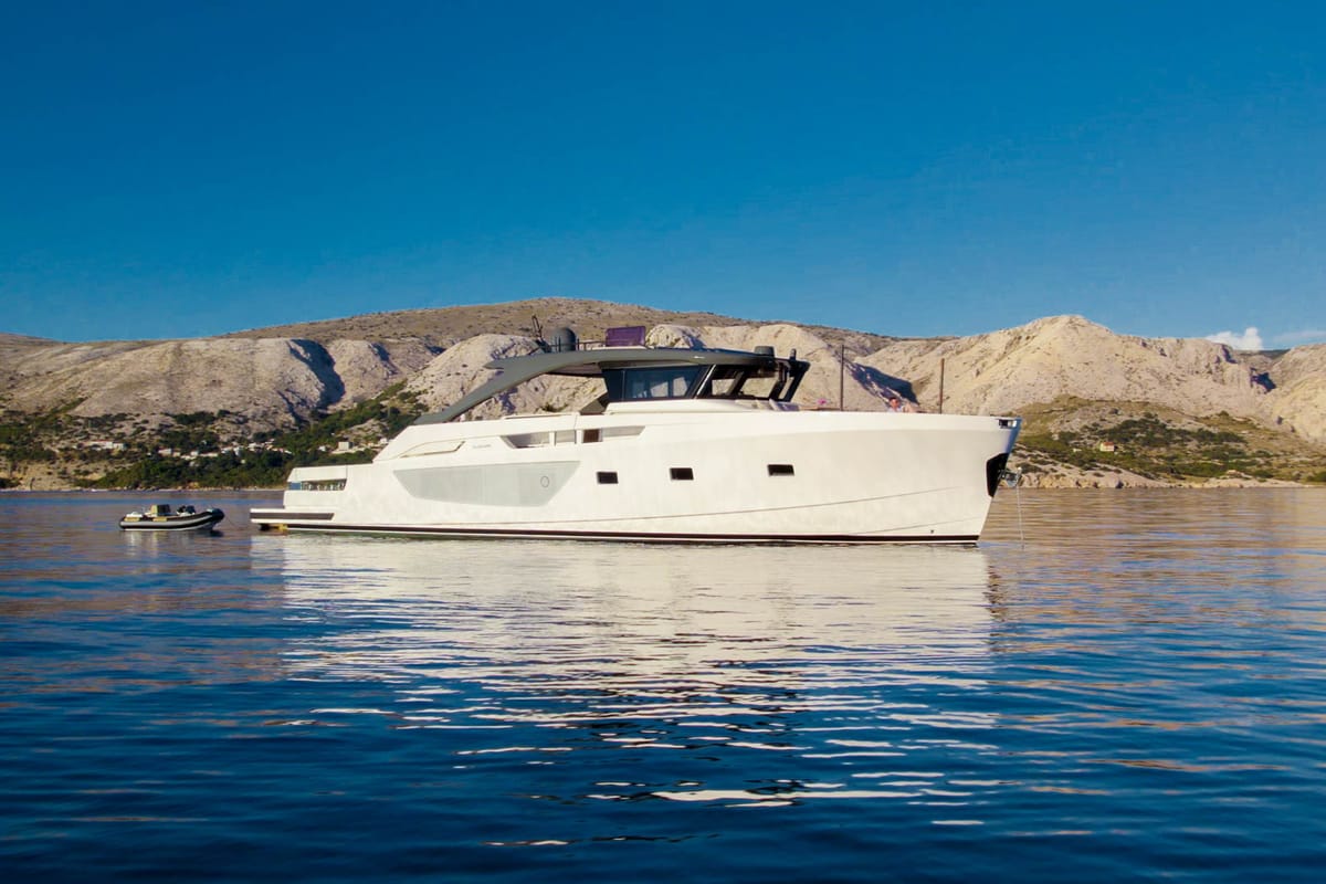 Exterior view of Kimani, a Bluegame BG74 yacht at Punat, Croatia