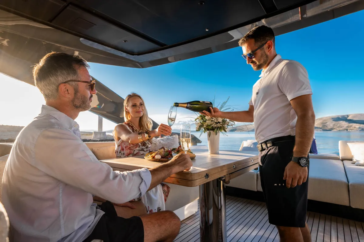 Deck of Kimani, a Bluegame BG74 yacht at Punat, Croatia