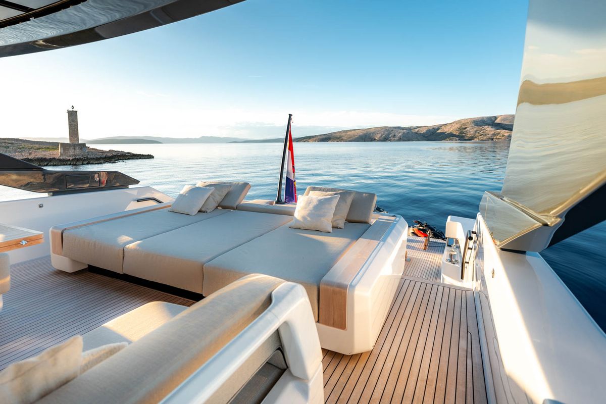 Deck of Kimani, a Bluegame BG74 yacht at Punat, Croatia