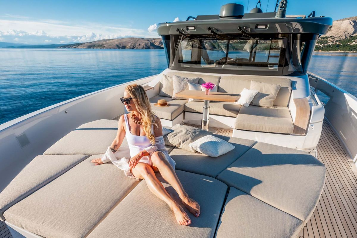 Deck of Kimani, a Bluegame BG74 yacht at Punat, Croatia