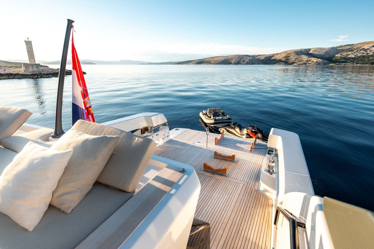 Deck of Kimani, a Bluegame BG74 yacht at Punat, Croatia