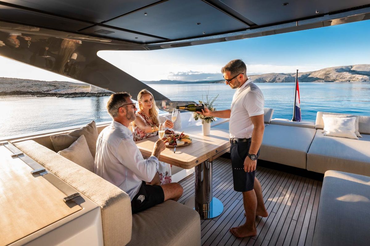 Deck of Kimani, a Bluegame BG74 yacht at Punat, Croatia