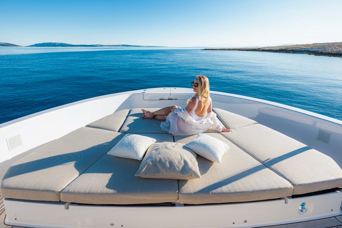 Deck of Kimani, a Bluegame BG74 yacht at Punat, Croatia