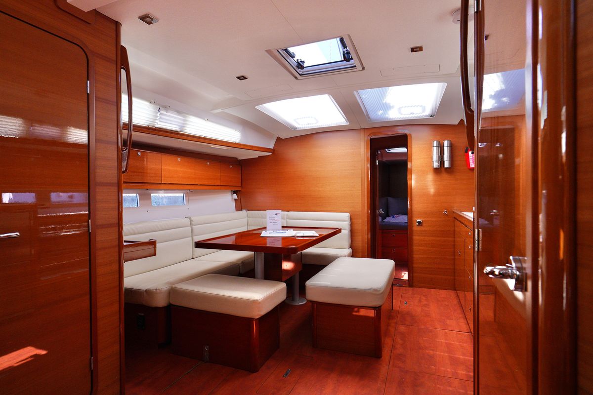 Salon of Red Pepper, a Dufour 460 Grand Large sailboat at Marmaris, Turkey