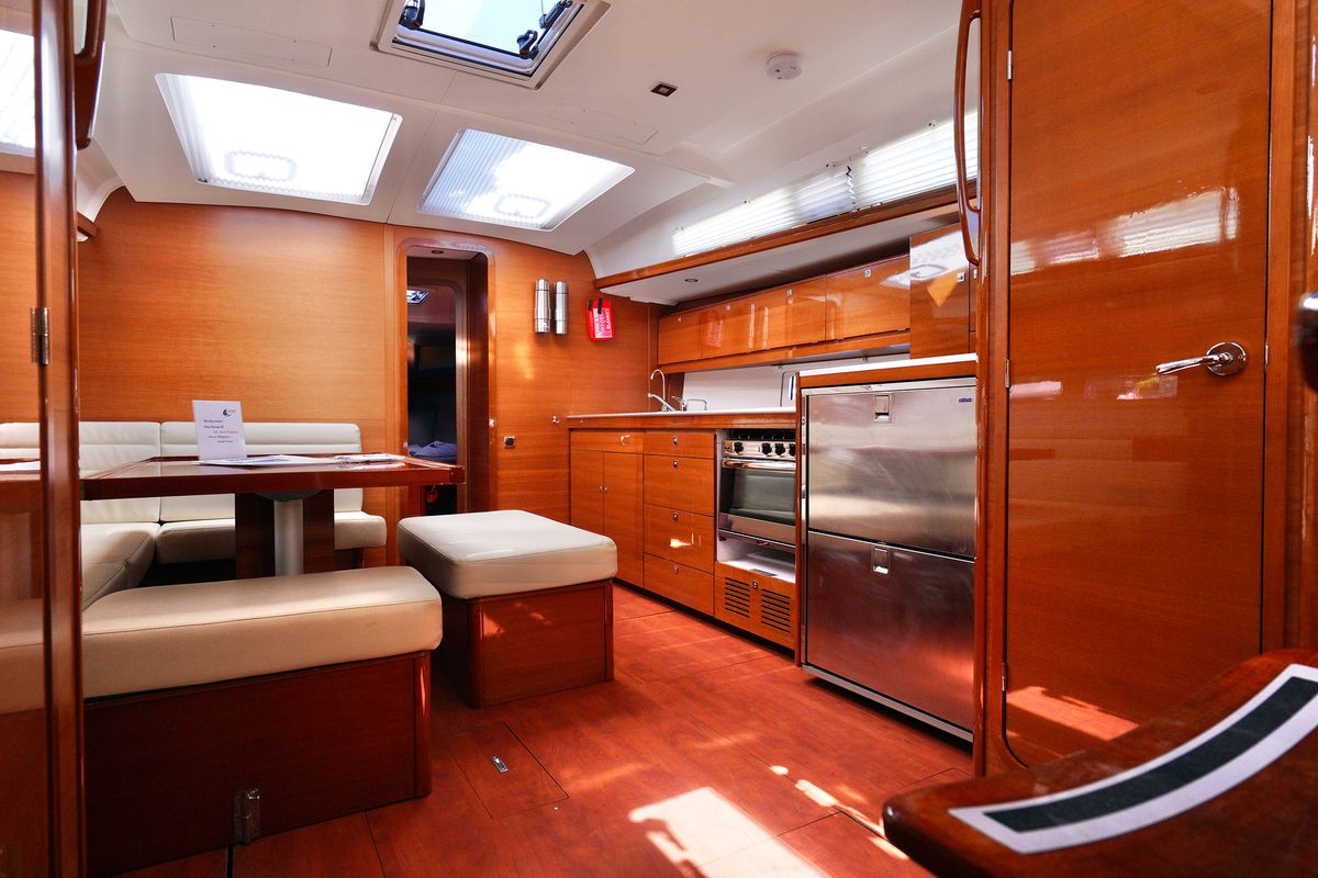 Salon of Red Pepper, a Dufour 460 Grand Large sailboat at Marmaris, Turkey
