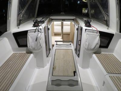 Deck of Lina, a Beneteau Oceanis 38 sailboat at Procida, Italy