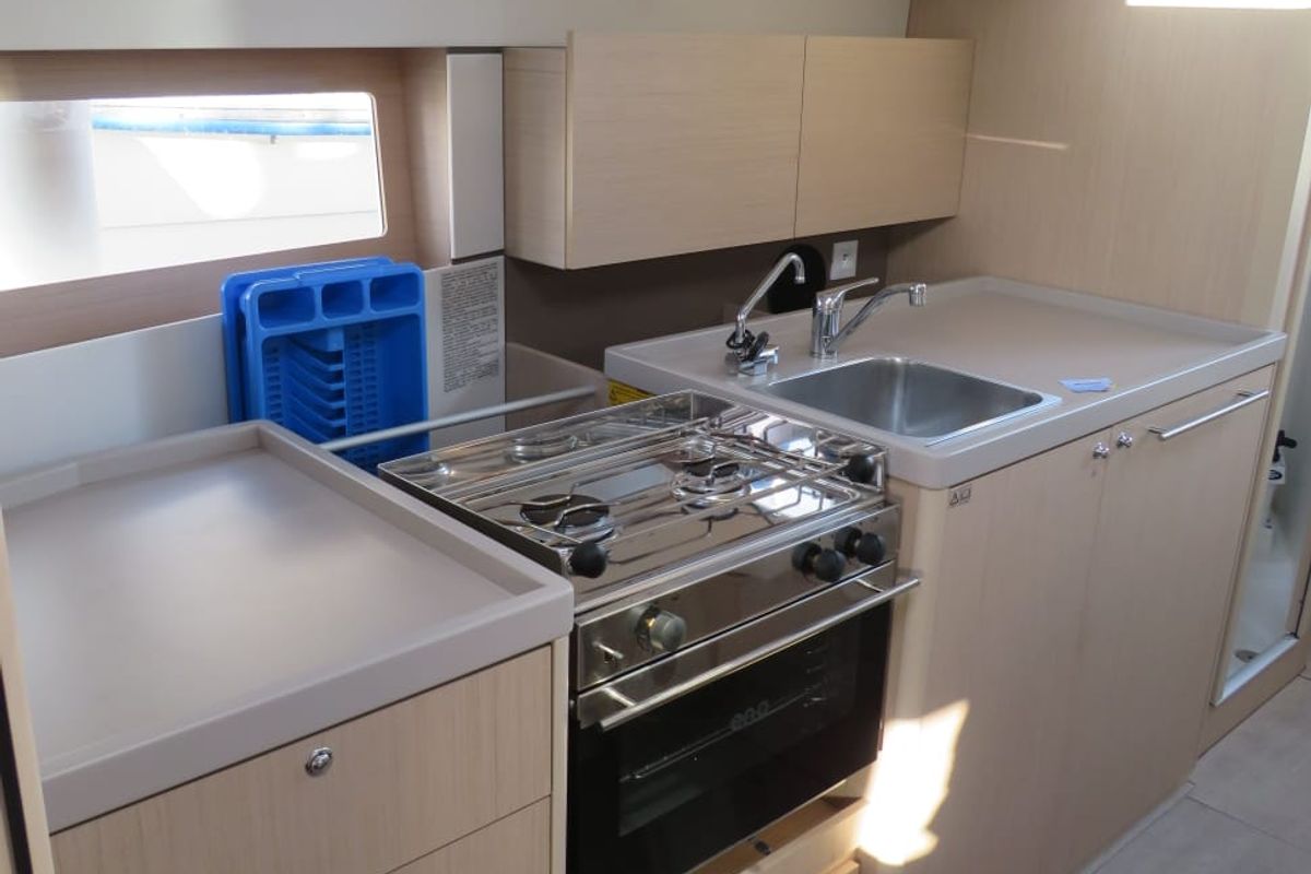 Galley of Lina, a Beneteau Oceanis 38 sailboat at Procida, Italy