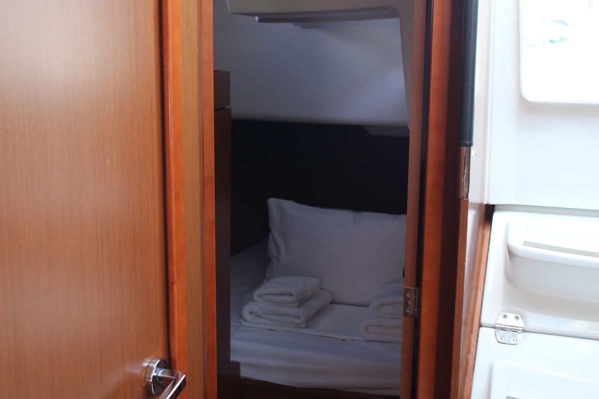 Cabin on Zeus, a Beneteau Oceanis 38.1 sailboat at Lavreotiki Municipal Unit, Greece