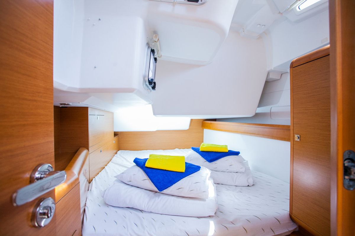 Cabin on Rock Point, a Jeanneau Sun Odyssey 509 sailboat at Dubrovnik, Croatia
