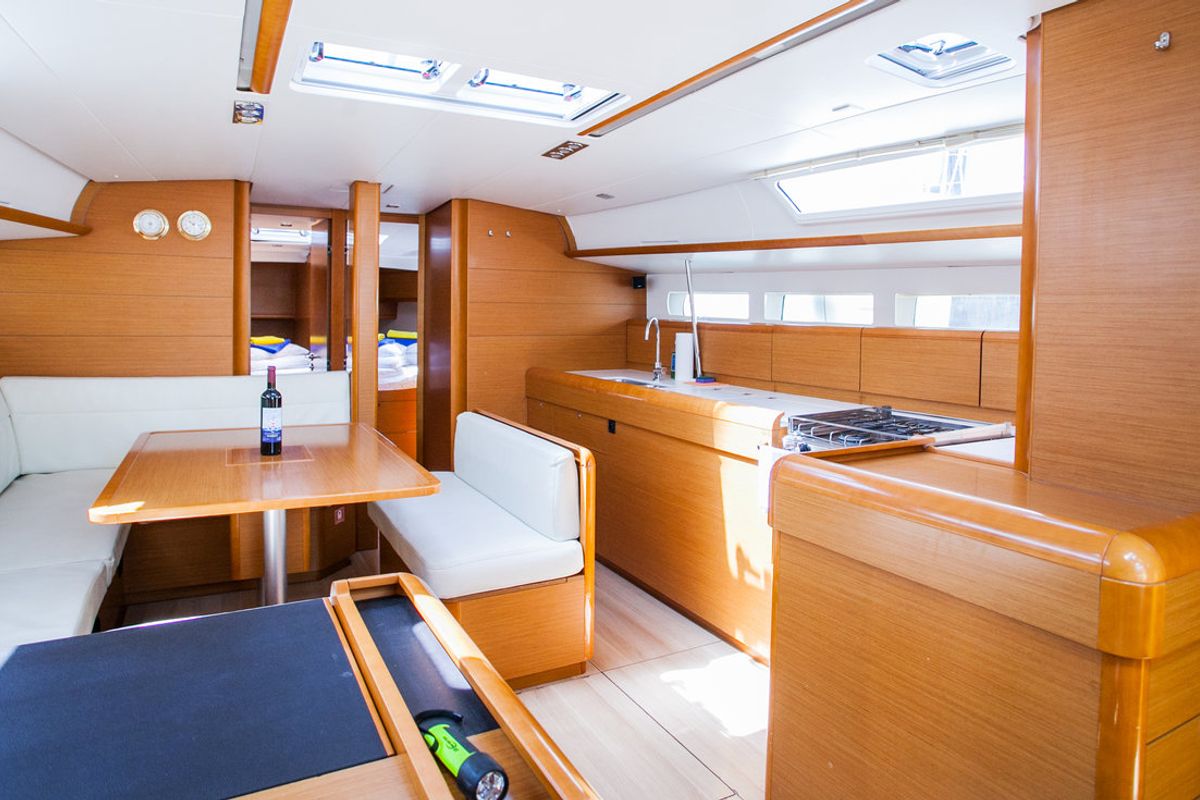 Salon of Rock Point, a Jeanneau Sun Odyssey 509 sailboat at Dubrovnik, Croatia