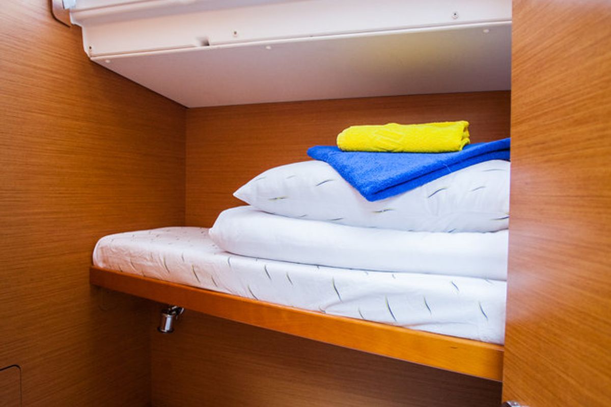 Cabin on Rock Point, a Jeanneau Sun Odyssey 509 sailboat at Dubrovnik, Croatia