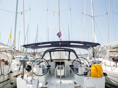Cockpit of Rock Point, a Jeanneau Sun Odyssey 509 sailboat at Dubrovnik, Croatia