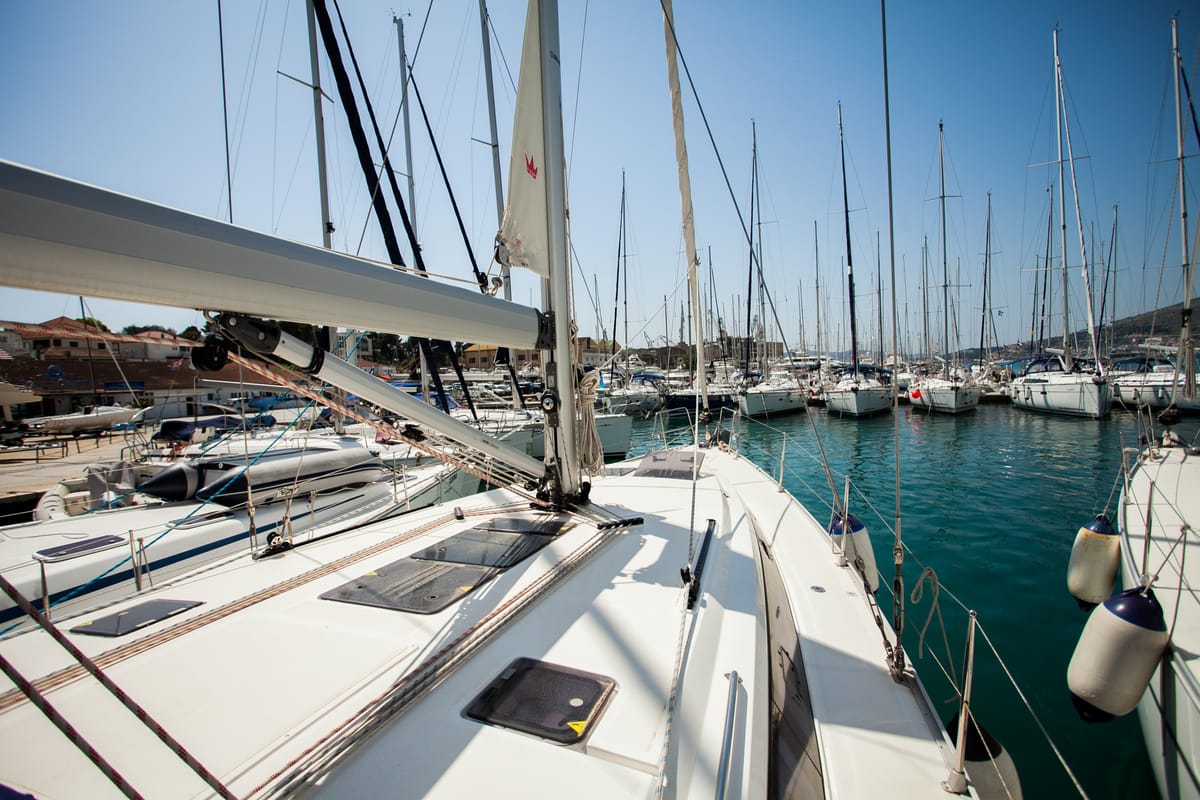 Deck of Rock Point, a Jeanneau Sun Odyssey 509 sailboat at Dubrovnik, Croatia