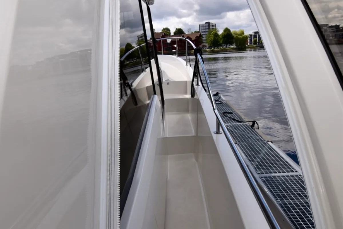 Deck of Kviteseid, a Greenline 39 motorboat at Porsgrunn, Norway