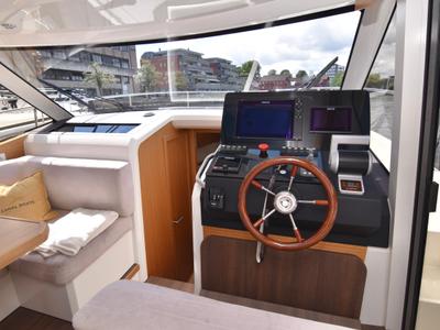Cockpit of Kviteseid, a Greenline 39 motorboat at Porsgrunn, Norway