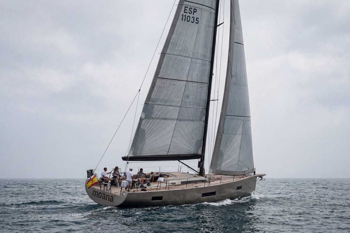 Moana, a Beneteau First 53 sailboat at Ibiza, Spain