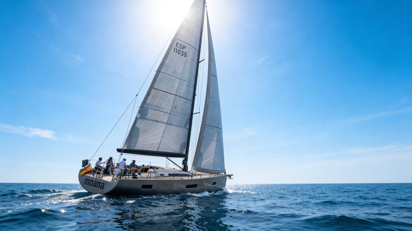 Moana, a Beneteau First 53 sailboat at Ibiza, Spain