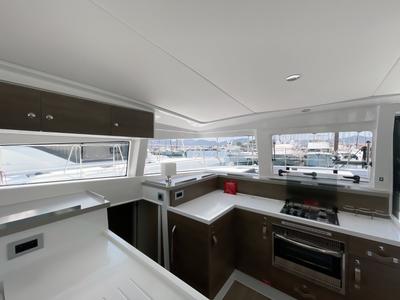 Galley of Bella II, a Bali 4.2 catamaran at Marmaris, Turkey