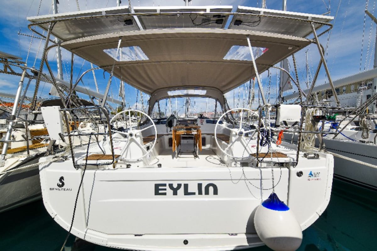 Exterior view of Eylin, a Beneteau Oceanis 40.1 sailboat at Zadar, Croatia