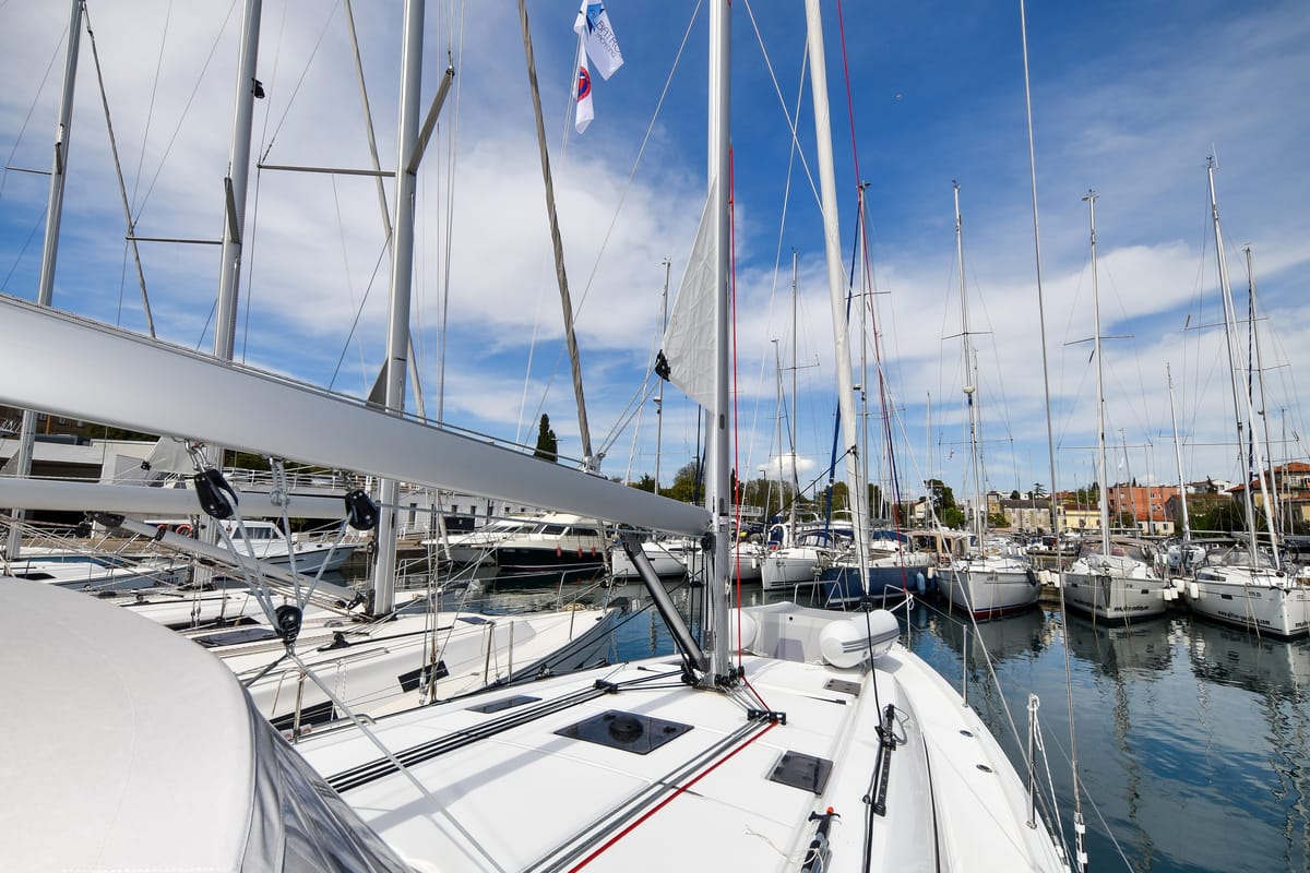 Head on Eylin, a Beneteau Oceanis 40.1 sailboat at Zadar, Croatia