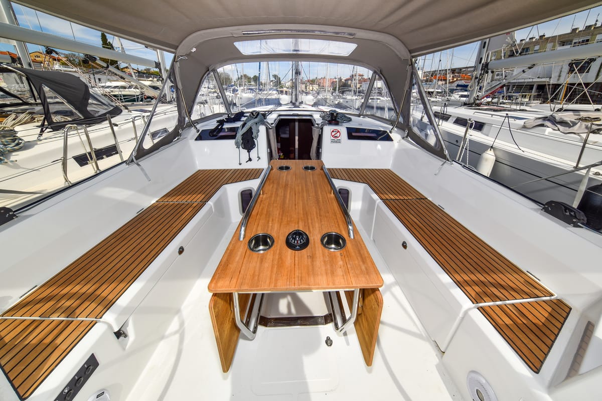 Head on Eylin, a Beneteau Oceanis 40.1 sailboat at Zadar, Croatia