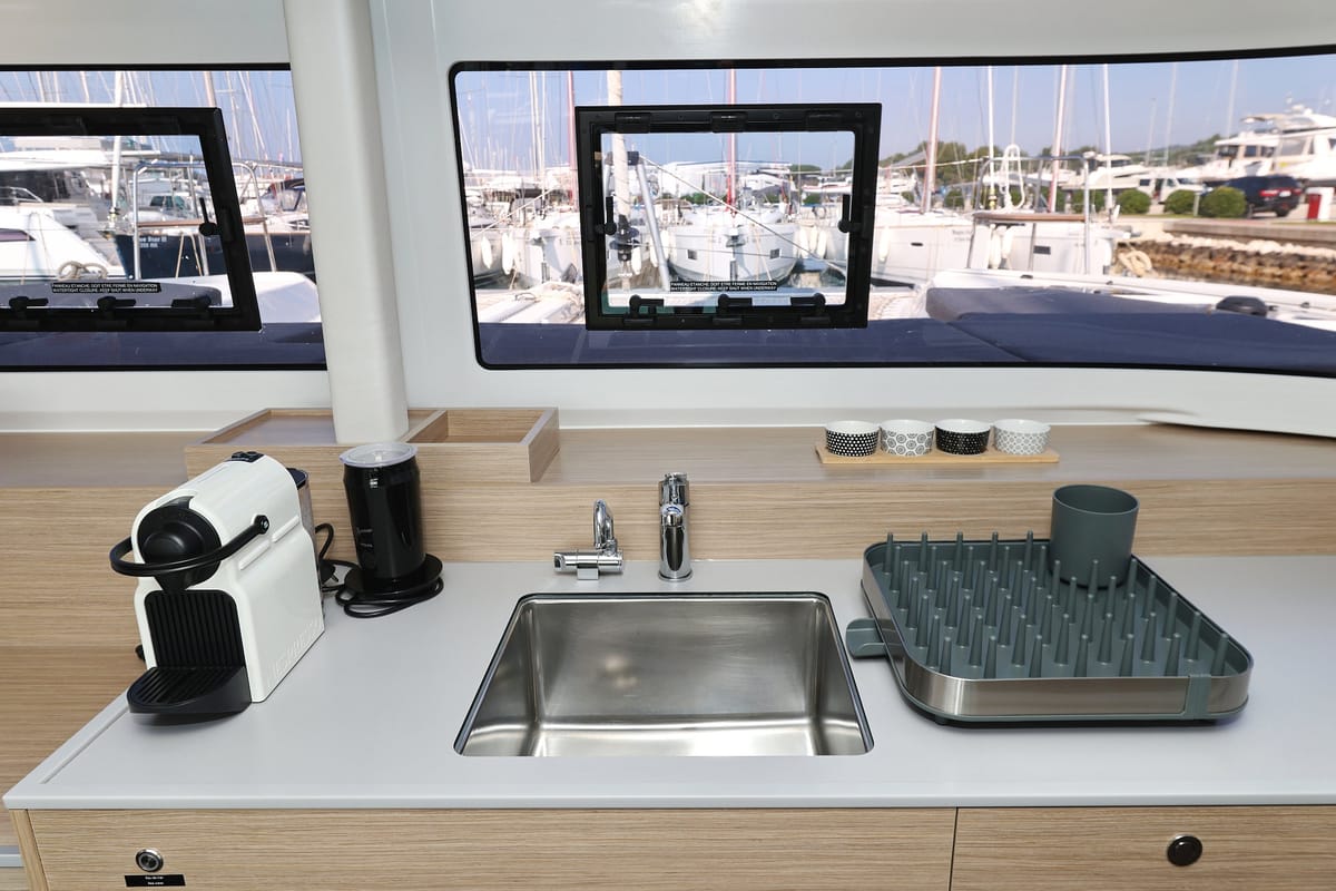 Galley of NAMI, a Lagoon 38 catamaran at Općina Sukošan, Croatia