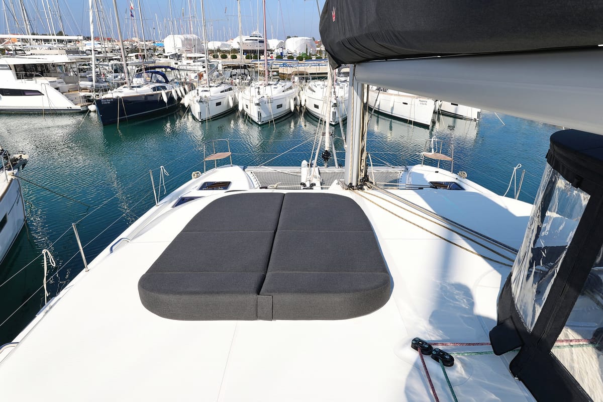 Deck of NAMI, a Lagoon 38 catamaran at Općina Sukošan, Croatia