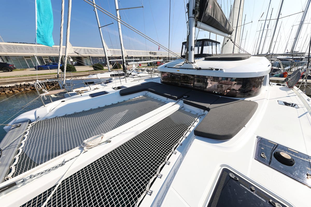 Deck of NAMI, a Lagoon 38 catamaran at Općina Sukošan, Croatia