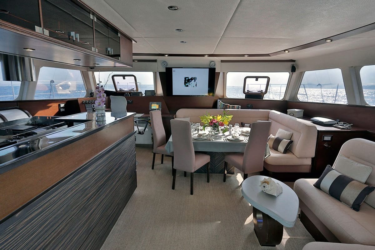 Salon of Anassa, a Sunreef Yachts Sunreef 62 catamaran at Keramoti, Greece