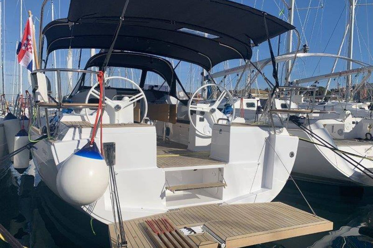 Exterior view of Lena, a Elan Impression 45.1 sailboat at Grad Pula, Croatia