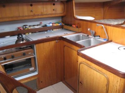 Galley of Myrto, a Dufour Gib Sea 442 sailboat at Athens, Greece