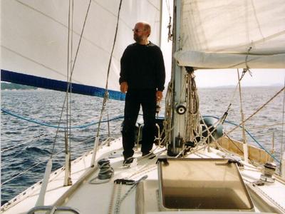 Deck of Myrto, a Dufour Gib Sea 442 sailboat at Athens, Greece