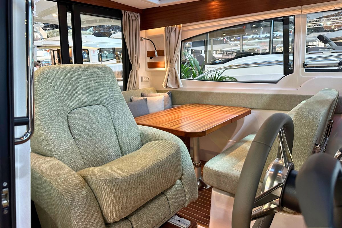 Cockpit of DALMATIA, a Nimbus 305 Coupe motorboat at Split, Croatia